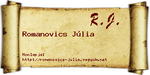 Romanovics Júlia névjegykártya