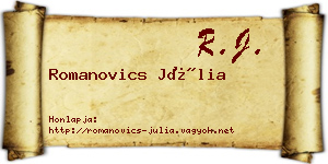 Romanovics Júlia névjegykártya